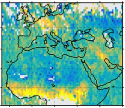 Human carbon dioxide emissions over Europe, the Middle East and northern Africa.