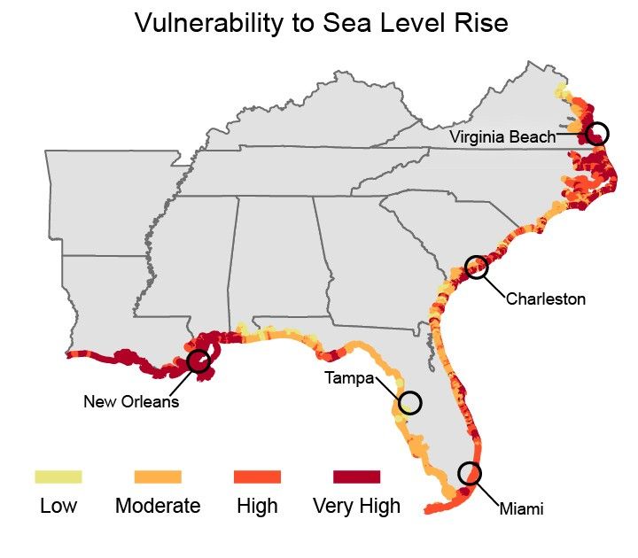 sea level risk along U.S. Southeast coastlines