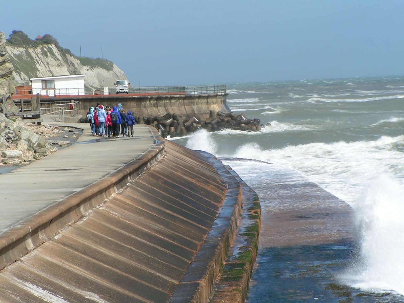 modern seawall in England