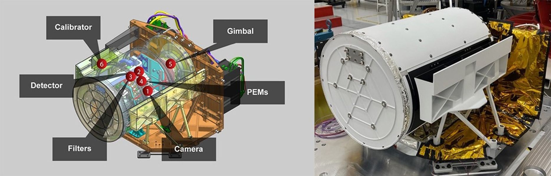 MAIA drawing and actual instrument side-by-side