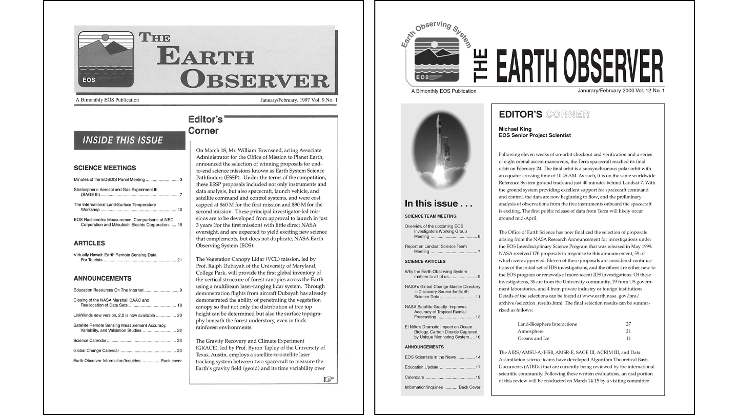 Earth Observer Covers 3-4