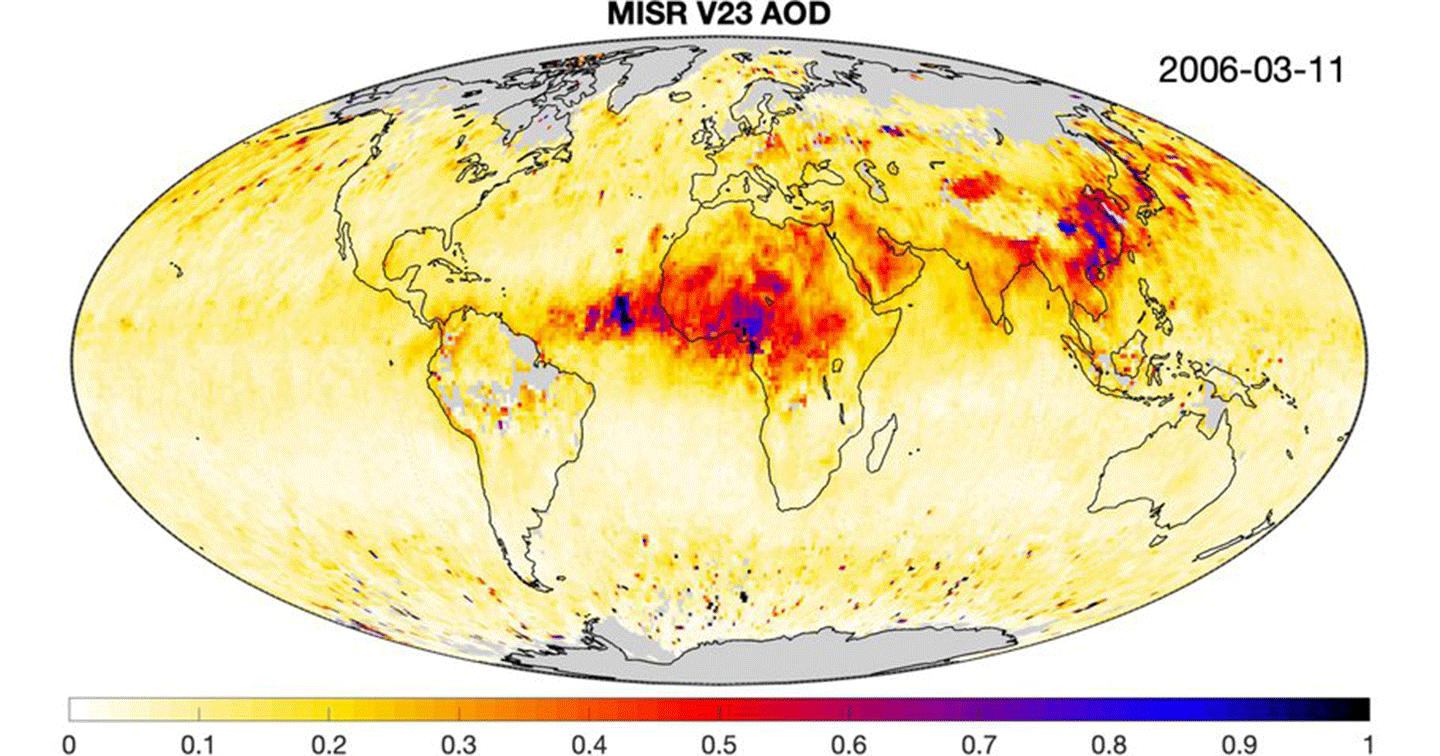 MISIR images of aerosol optical depth