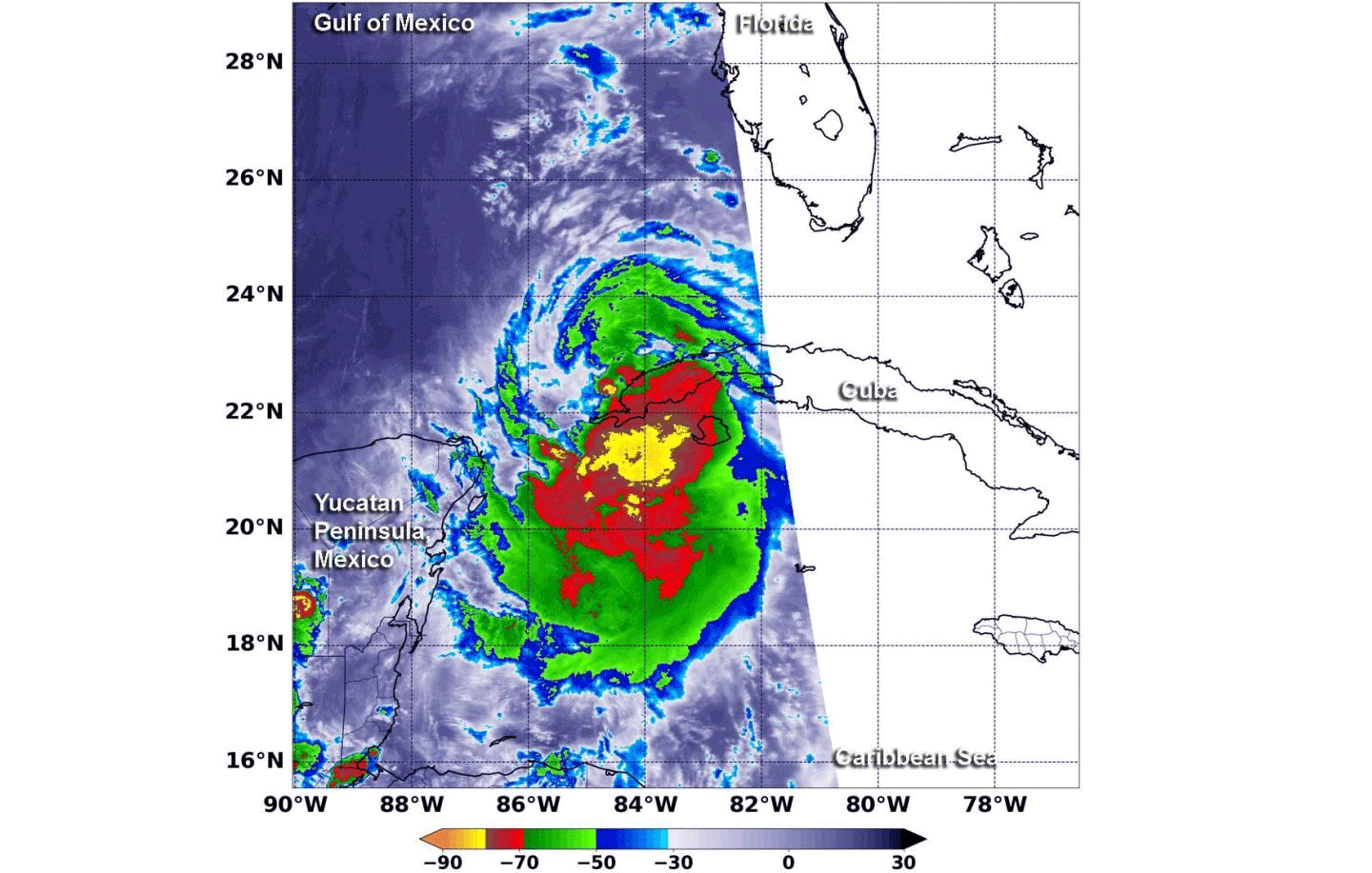 MODIS data of hurricane Laura