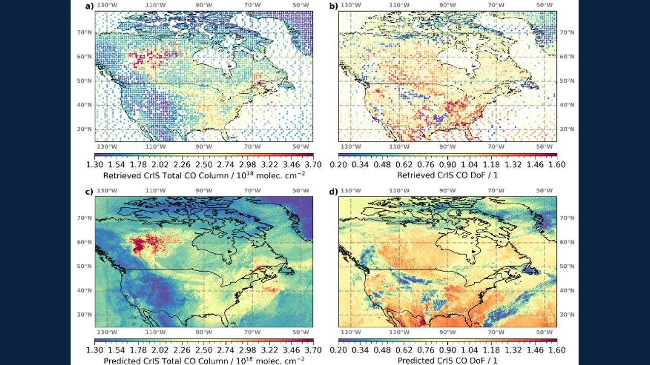 Four maps of North America with data-based color coded overlays