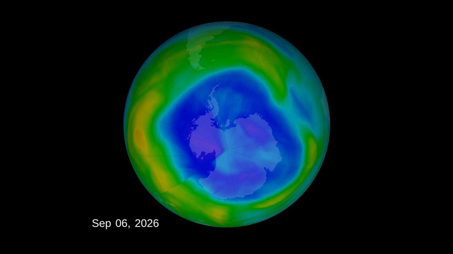 Antarctic polar maps showing total ozone fields centered on Antarctica for 6 September 2026.