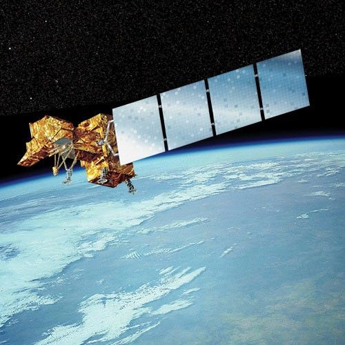 Artist's concept illustration of Landsat 7 in its operational orbit above Earth.