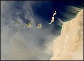 Dust storm over Canary Islands.