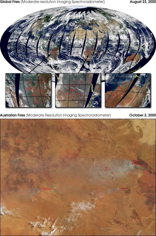 Global and Close-Up Views of Fires from Space