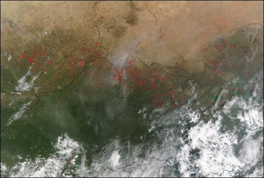 Widely Scattered Fires across Central Africa