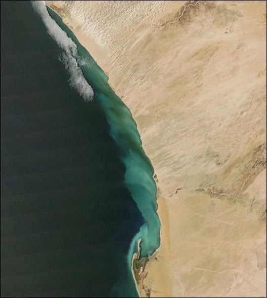 
			Sulfur Plume along Namibian Coast - NASA Science			