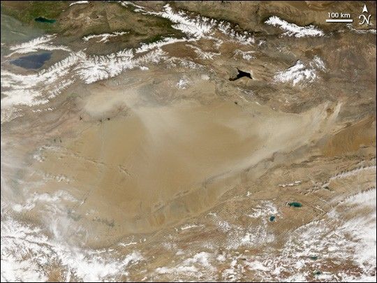 Dust storm in Taklimakan