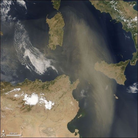 Dust Storm Over the Mediterranean Sea