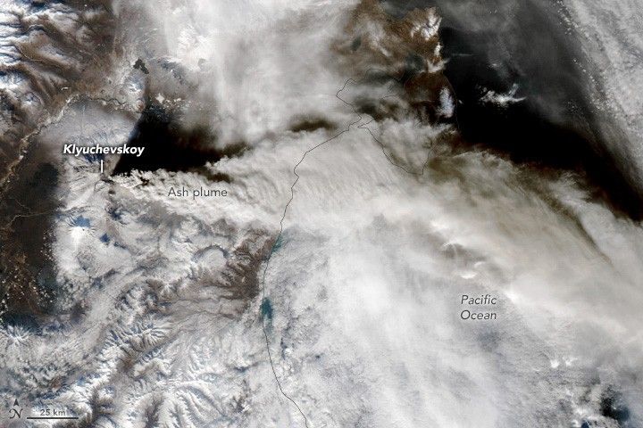 Volcanic Plume Billows From Klyuchevskoy
