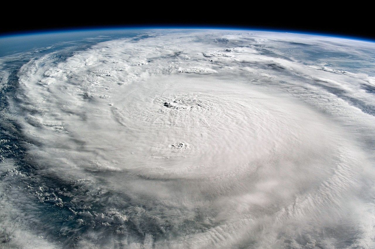 Hurricane Milton churning over the Gulf of Mexico as a Category 4 storm, photographed from the International Space Station