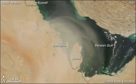 Dust Storm over Bahrain and Qatar