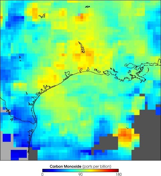 Carbon Monoxide over Houston and Galveston Bay
