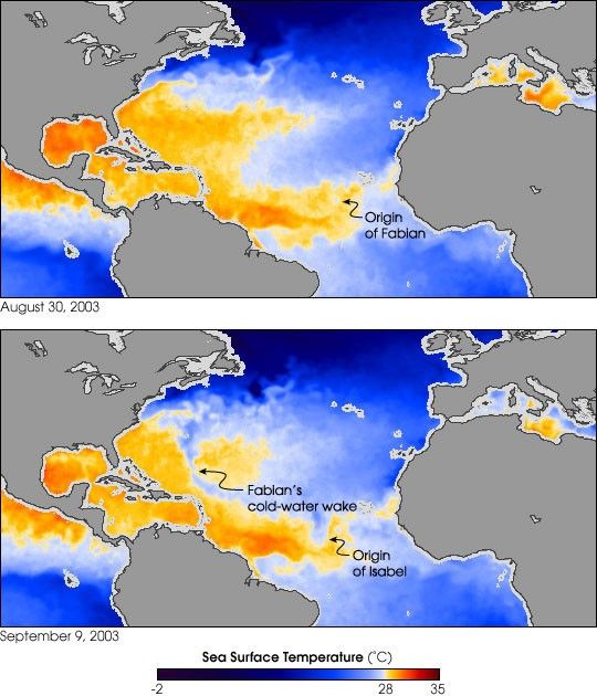 Hurricane Fabian’s Trail