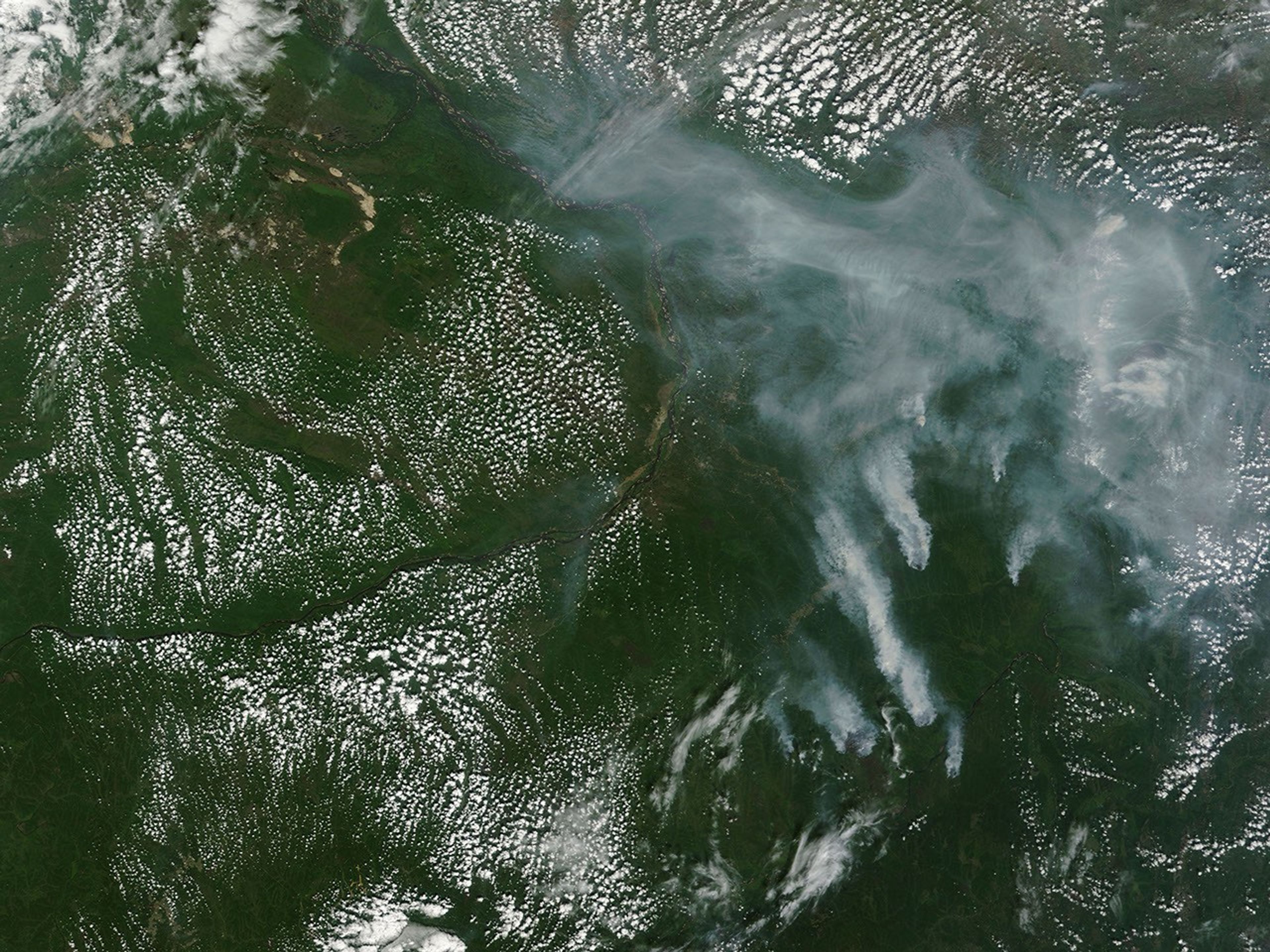 Fires Near the Aldan River, Russia