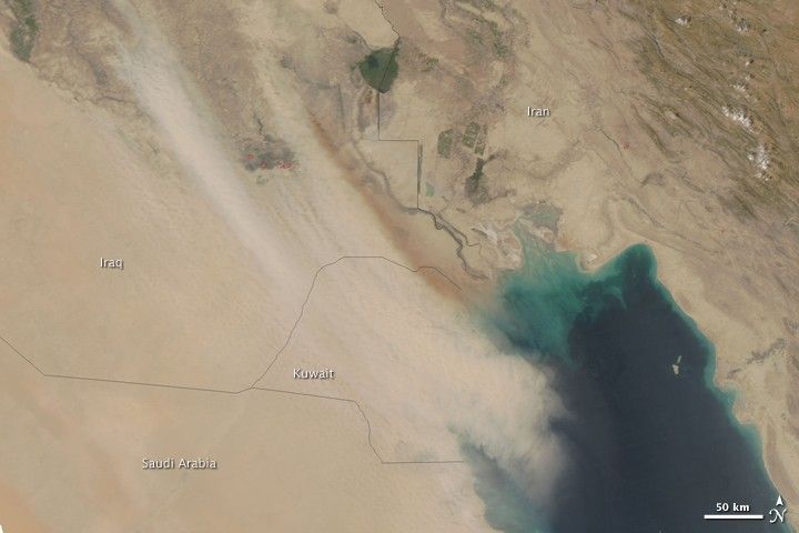 Dust over Iraq and Kuwait