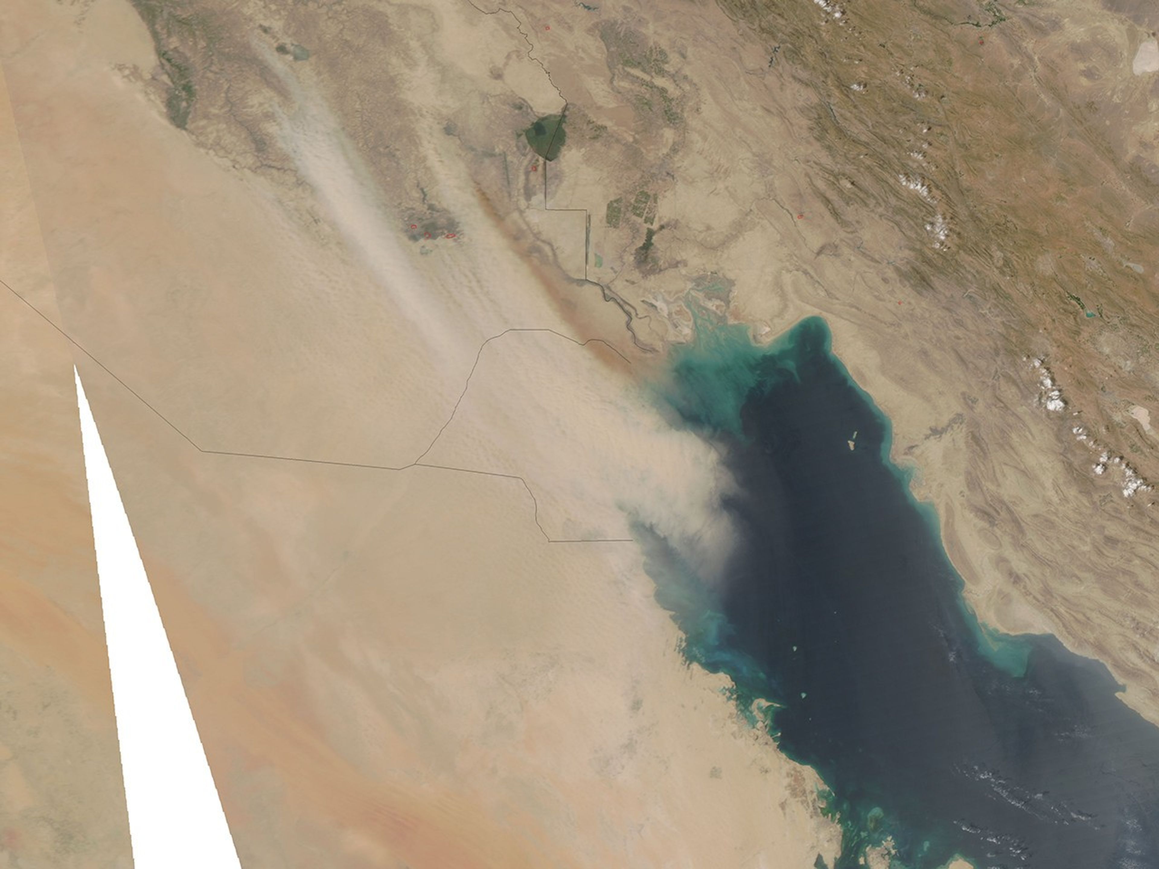 Dust over Iraq and Kuwait
