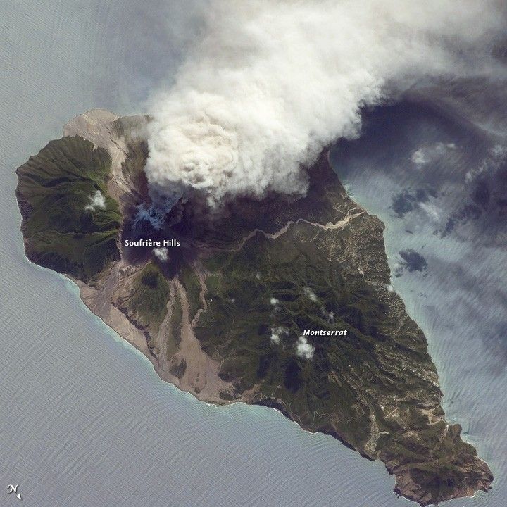 Ash and Steam Plume, Soufriere Hills Volcano, Montserrat - NASA
