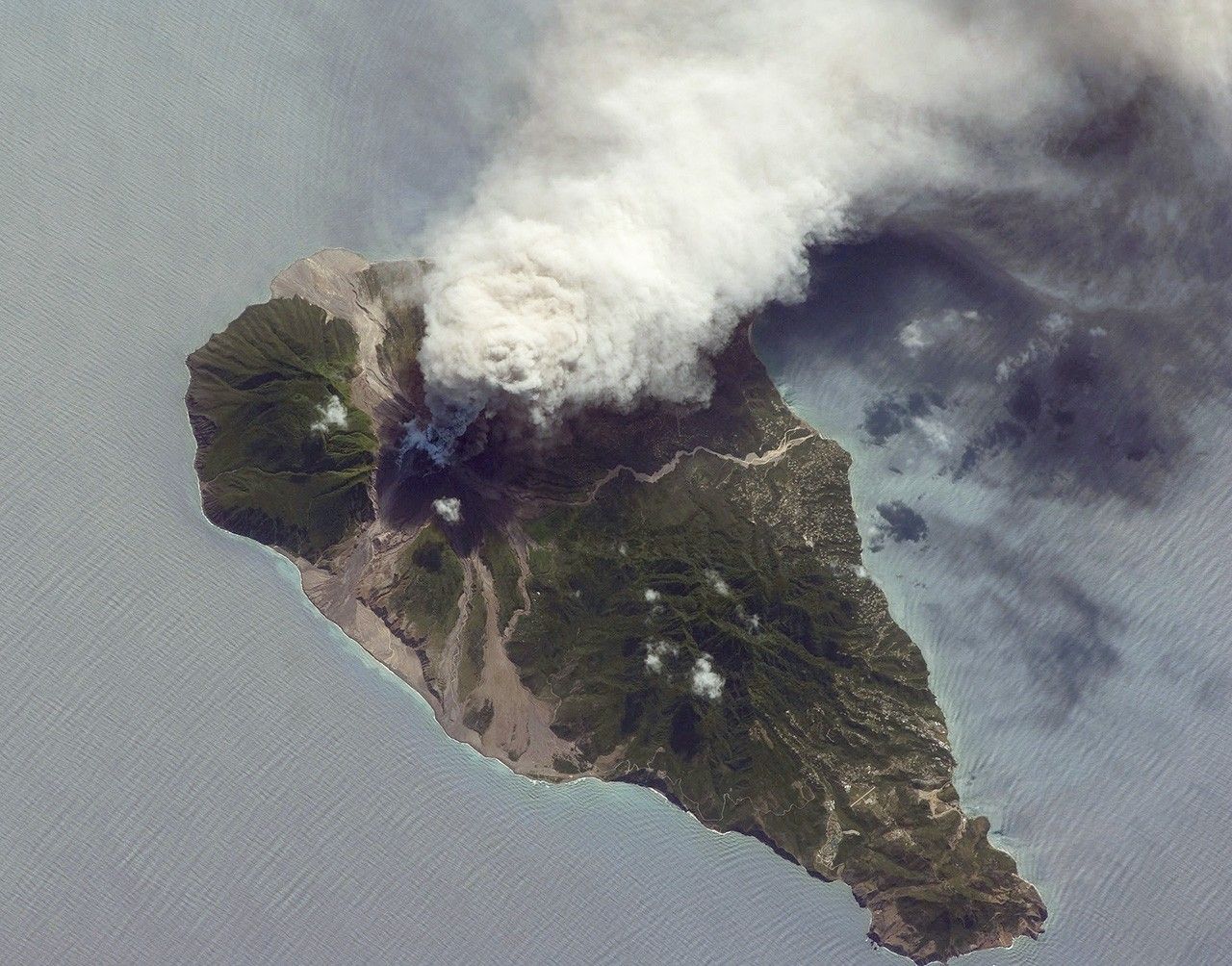 Ash and Steam Plume, Soufriere Hills Volcano, Montserrat - NASA