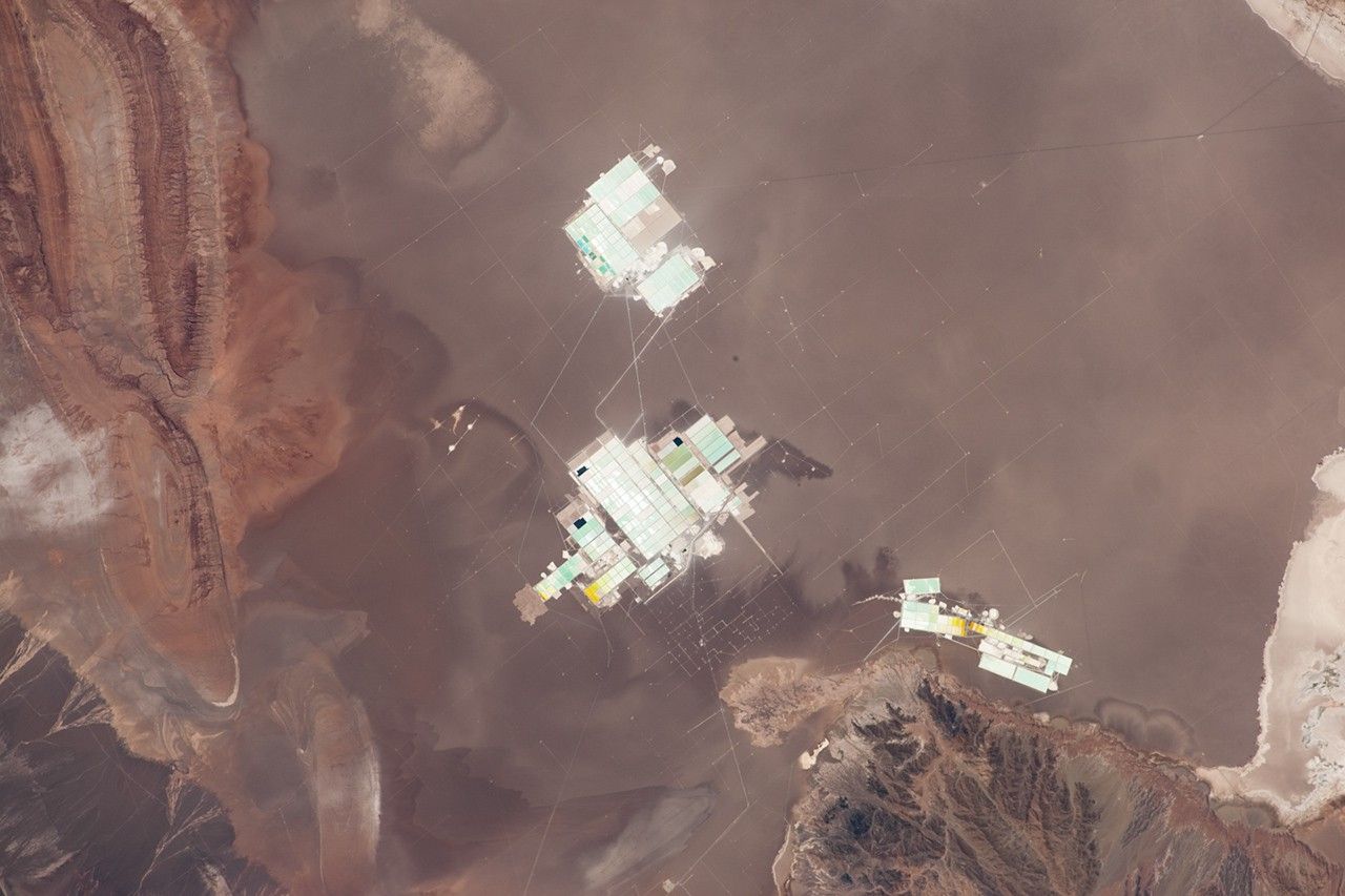 Salar de Atacama lithium evaporation ponds from ISS