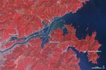 Flooding along the Kitakami River, Japan