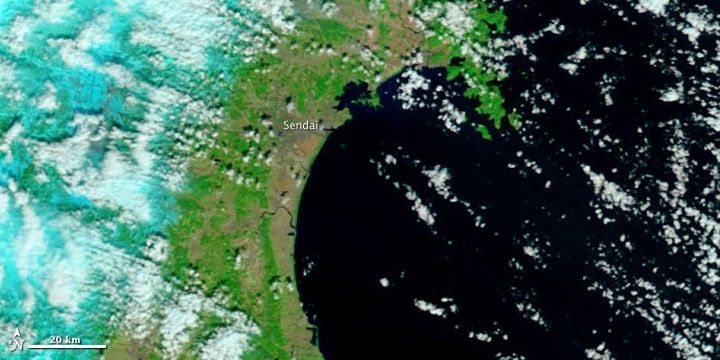 Tsunami Floods Linger near Sendai, Japan - NASA Science