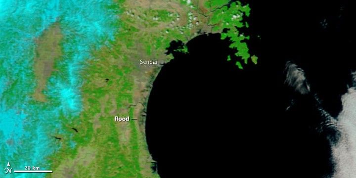 Tsunami Floods Linger near Sendai, Japan - NASA Science