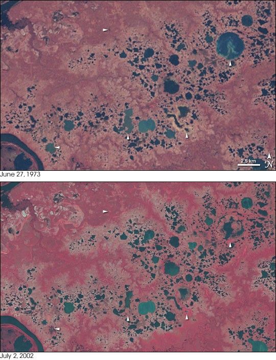 Disappearing Lakes in Siberia