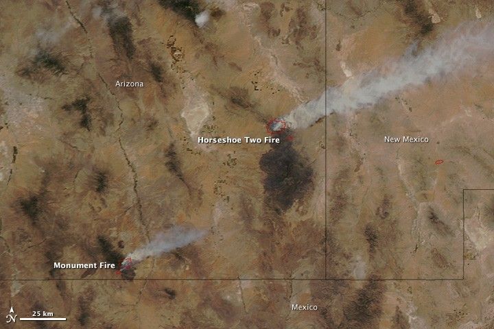 
			Monument and Horseshoe Two Fires, Arizona - NASA Science			
