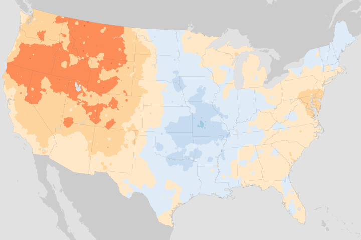July Maximums, 1981–2010 compared to 1971–2000 - 1981 - 2010
