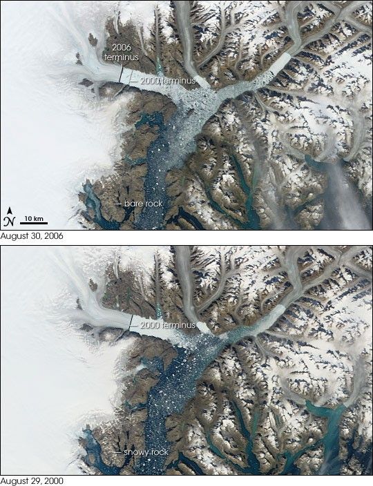 Retreating Ice and Snow in Greenland