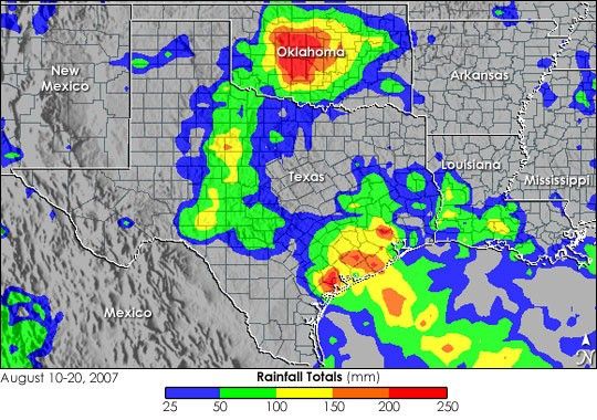 Remnants of Tropical Storm Erin Soak Southern Plains