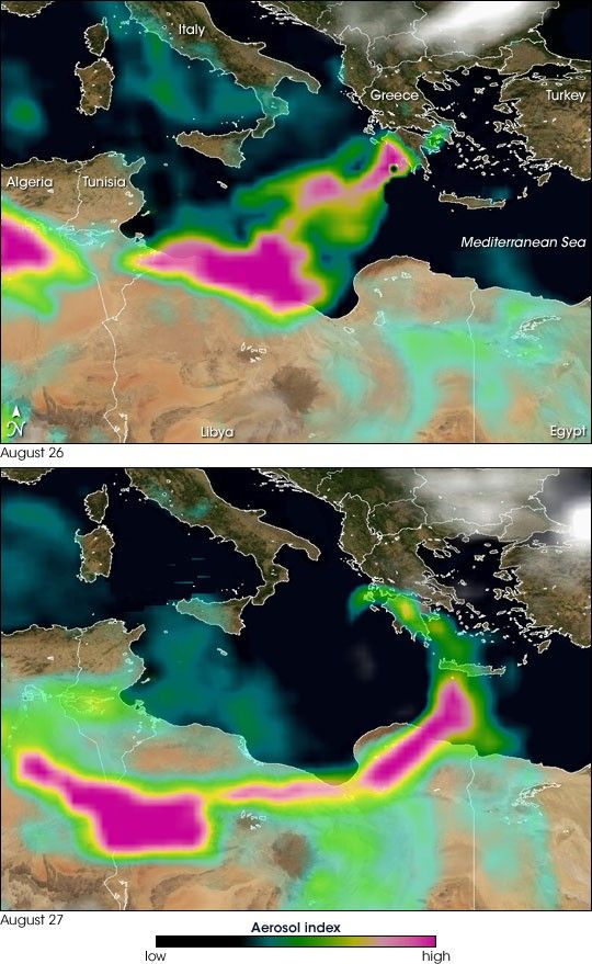 Smoke Spreading from Greece to Africa