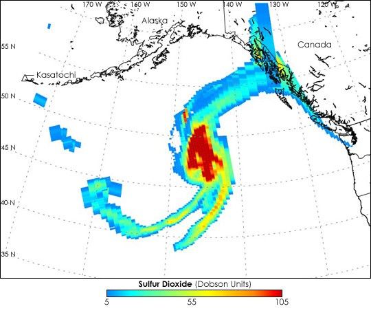 Sulfur Dioxide Cloud from Aleutians' Kasatochi Volcano - NASA Science