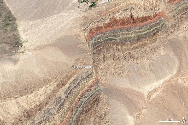 
			Faults in Xinjiang - NASA Science			