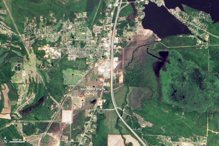 Tornado Damage in Mayflower, Arkansas