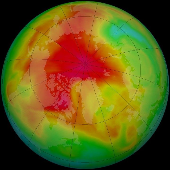 Aura OMI Arctic Ozone in Spring 2014