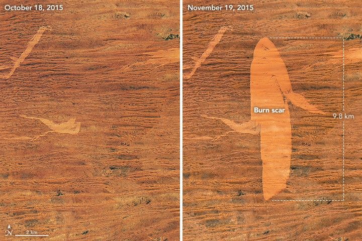 A Desert Landscape Scarred by Fire