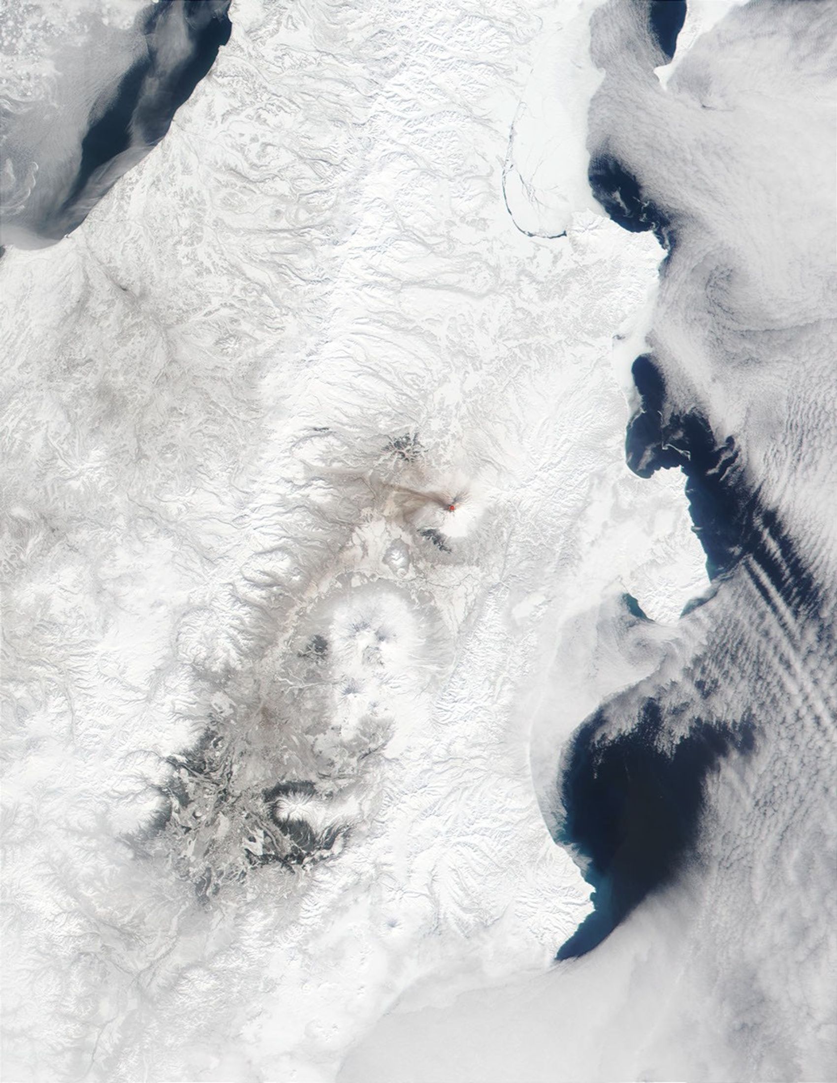 Ash Fall Around Shiveluch Volcano