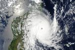 Storm clouds swirl over northwestern Madagascar in a satellite image acquired on February 10, 2026. The eye of tropical cyclone Gezani is visible directly east of Toamasina as the storm approaches land.