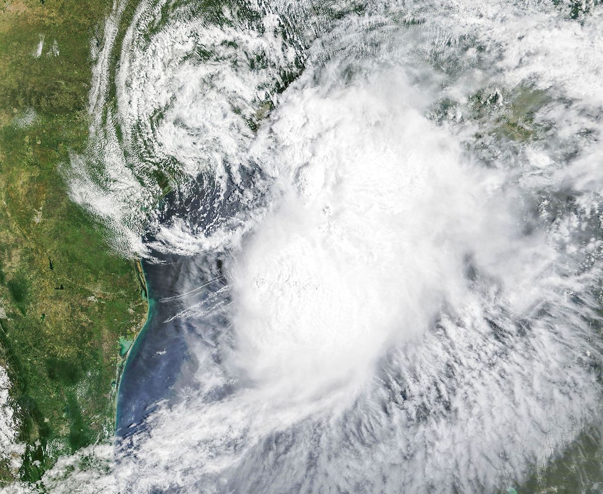 Tropical Storm Arthur spreading clouds across the Gulf of Mexico on June 17, 2026
