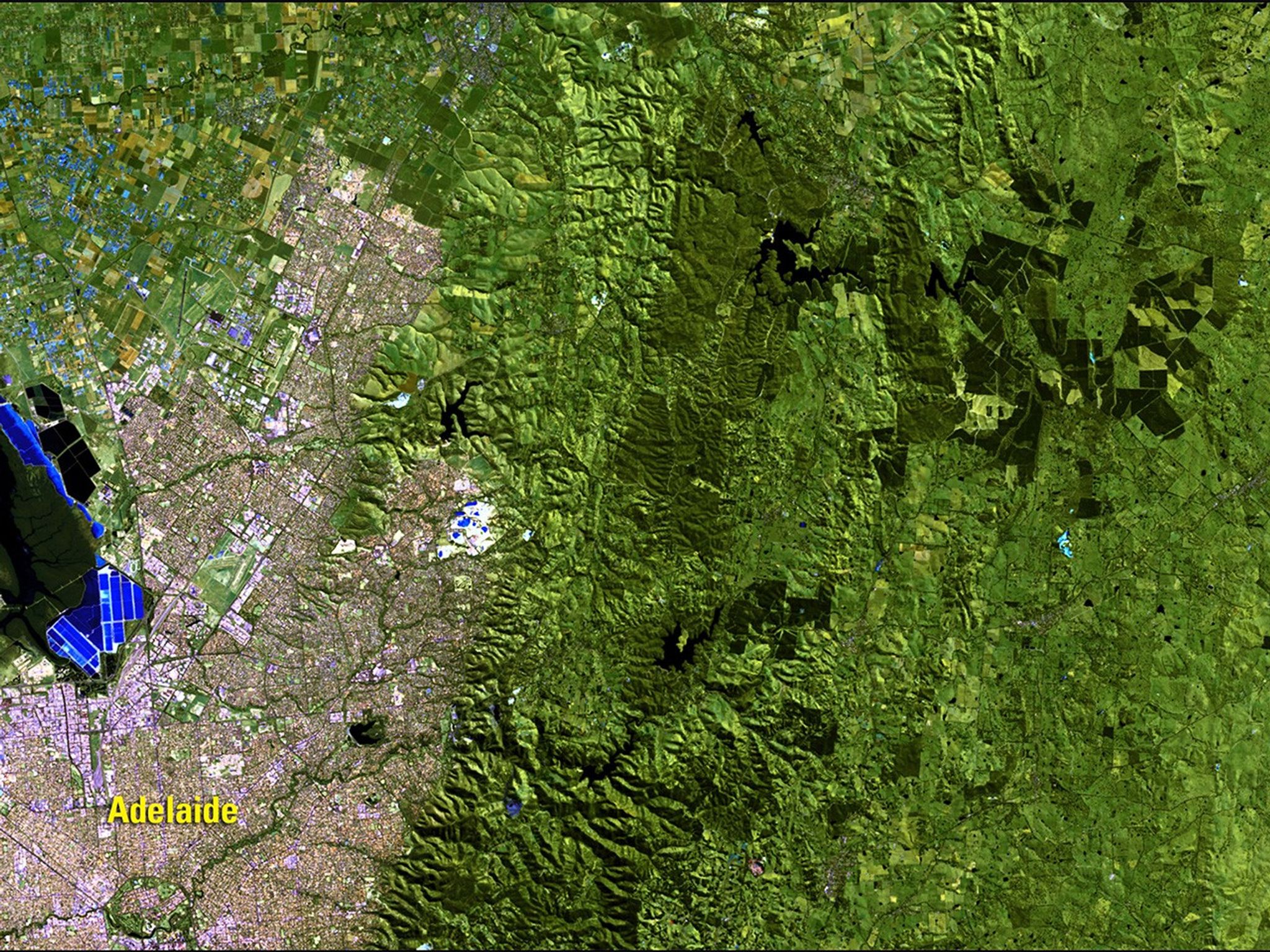 The Sampson Flat Fire started on January 2, 2015—summer in the Southern Hemisphere—near Adelaide, Australia. Hot, windy weather quickly and erratically spread the fire. By January 7, it had burned more than 46 square miles (120 square kilometers) of woodland and grassland within the Mount Lofty Ranges. In the January image, burned areas are brown and active fire appears red with white-blue smoke rising from it. As of January 9, the fire was contained, but firefighters continued to monitor unburned pockets of vegetation for flare-ups.    Images taken by the Operational Land Imager onboard Landsat 8. Source: U.S. Geological Survey (USGS) Landsat Missions Gallery "Sampson Flat Fire, Australia," U.S. Department of the Interior / USGS and NASA.