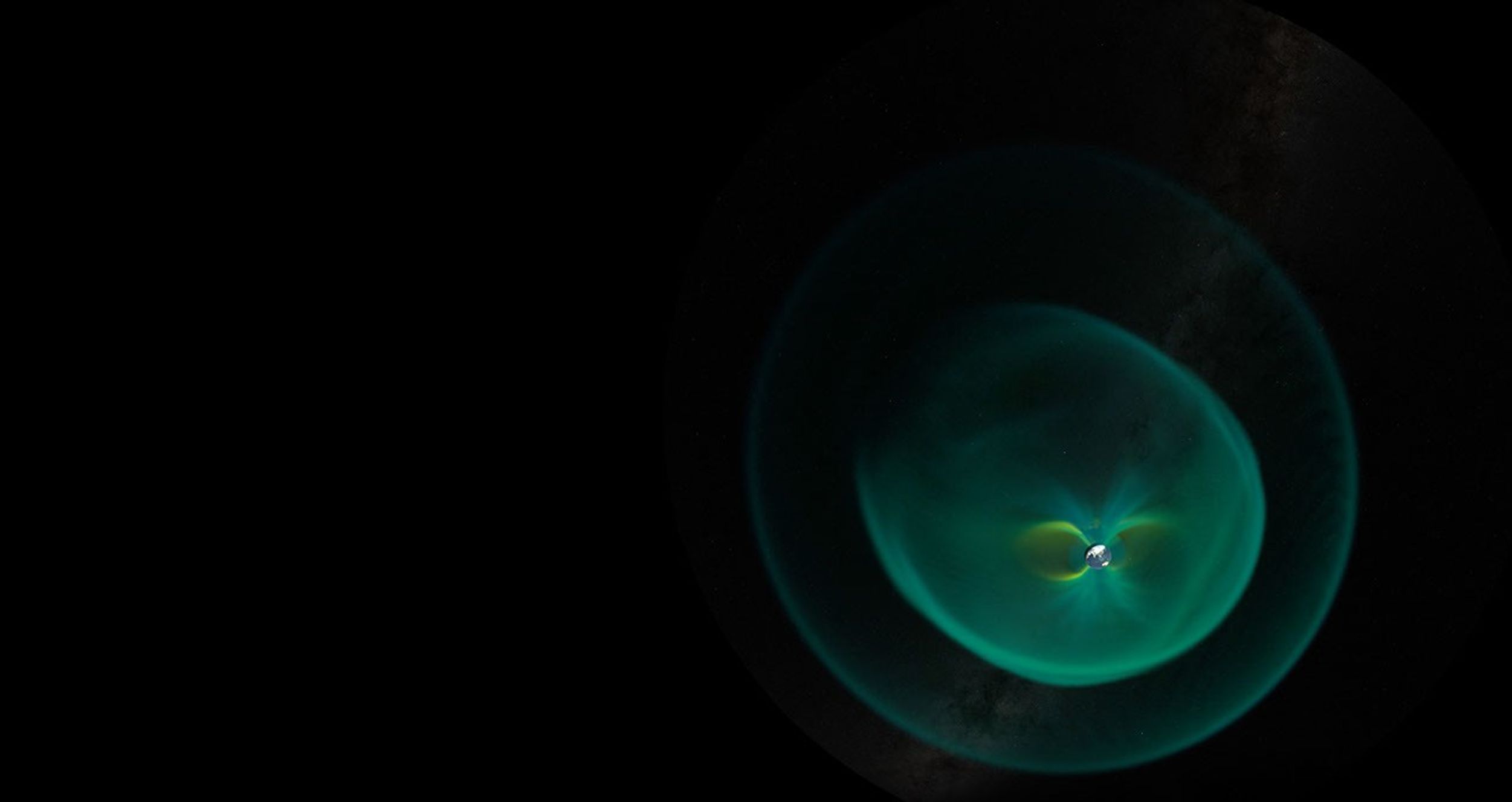 Still image captured from the MAGE model showing a geomagnetic storm