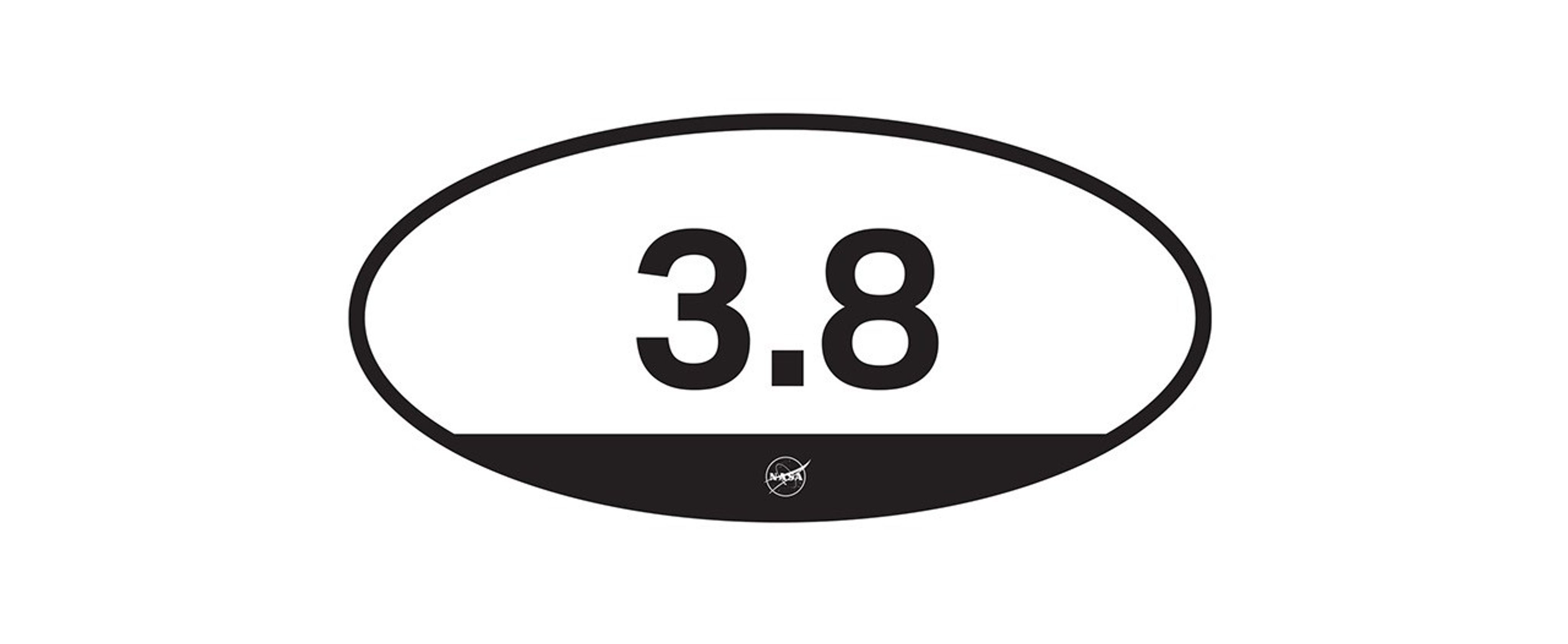 An oval with the number 3.8 inside it. A black NASA logo appears at bottom.