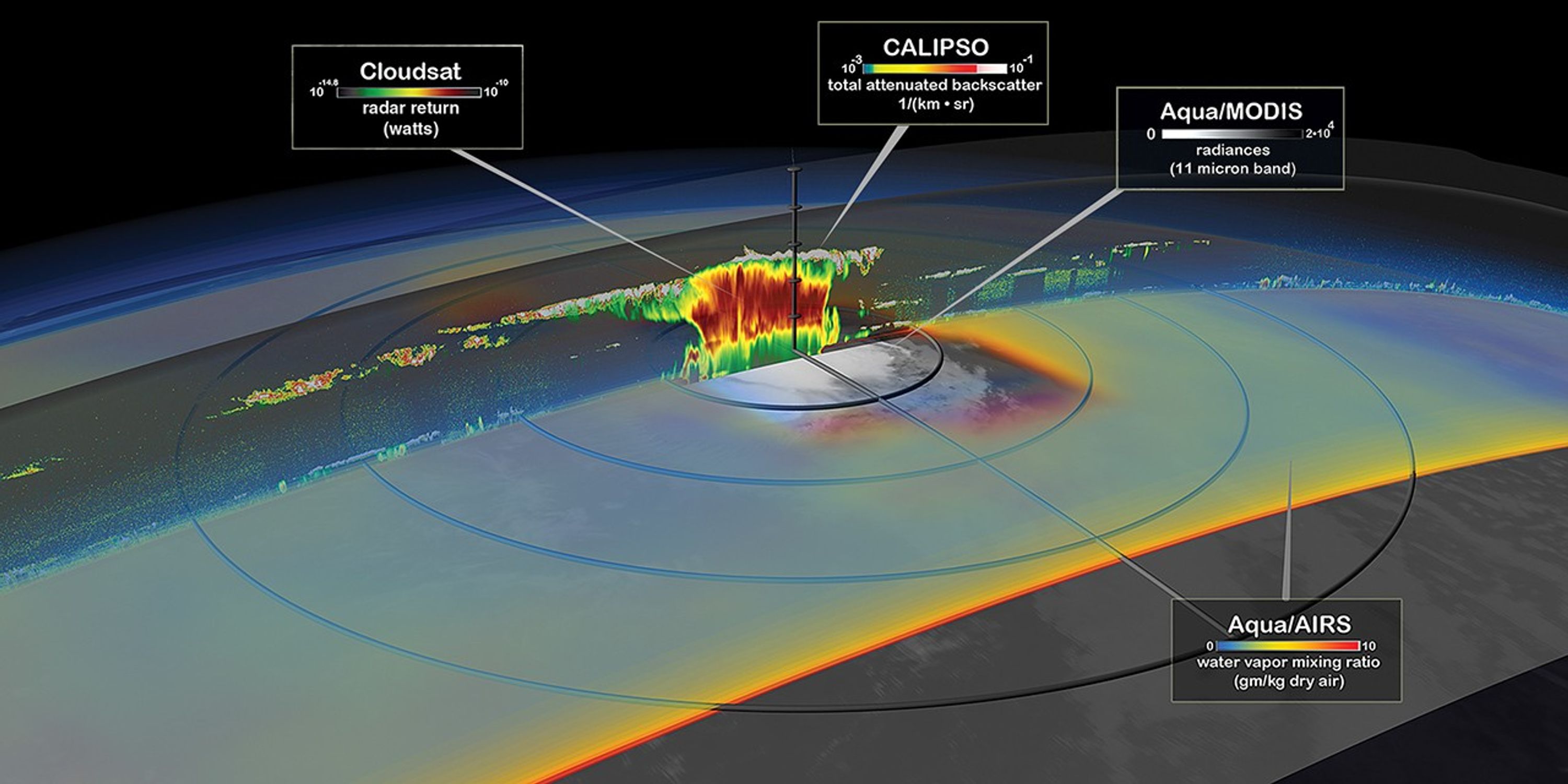 Tropical Storm Debby by the Aqua, CloudSat, and CALIPSO satellites