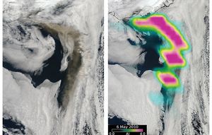 Eruption of Eyjafjallajökull Volcano, Iceland as seen by MODIS and OMI