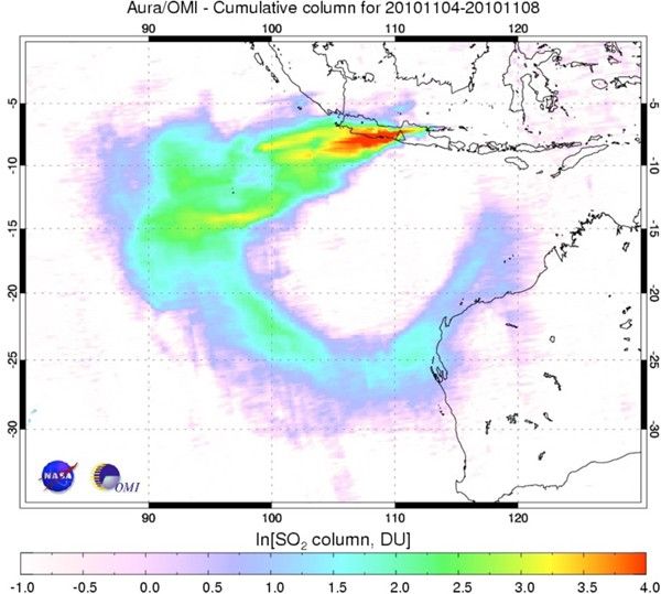 Aura OMI Merapi volcanic cloud